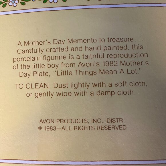 Vintage 1983 Set of Avon Mother's Day Figurines/Love is a Song for Mother Plate - Picture 14 of 16